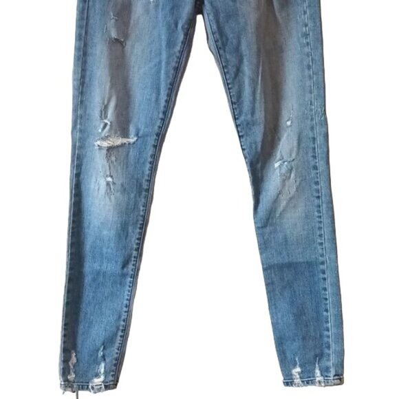 NEW Comune London Mid Twig Blue Jeans in Medium Wash Factory Distressed Size 28 - Picture 4 of 13